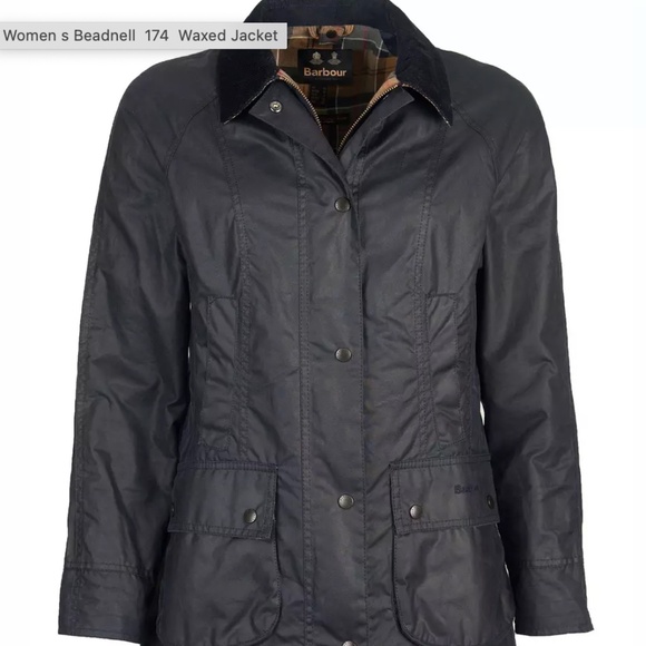 Barbour beadnell waxed jacket in navy, size US 6/ UK 10 - Picture 1 of 5